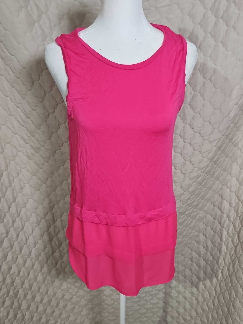 Michael Michael Kors Hot Pink Moxed Media Tiered Tank Blouse